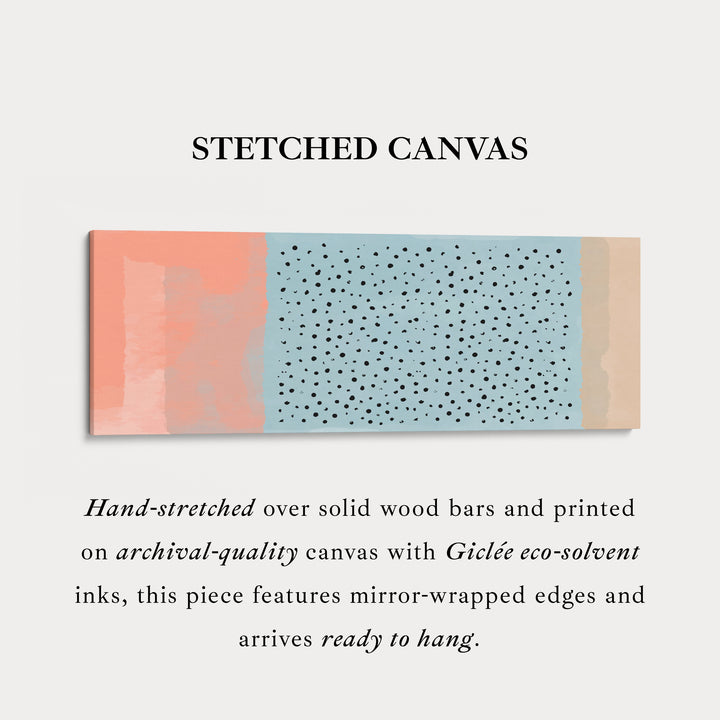 Long Canvas Soft Coral And Blue Dots Modern Wall Art For Bedroom