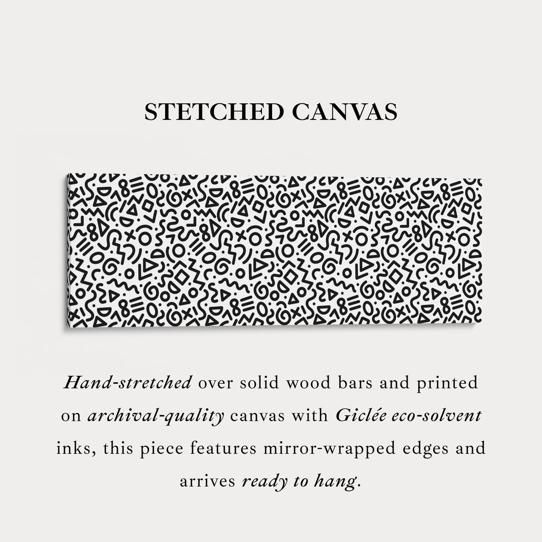 Geometric Pattern Wide Wall Art Black And White Modern Abstract