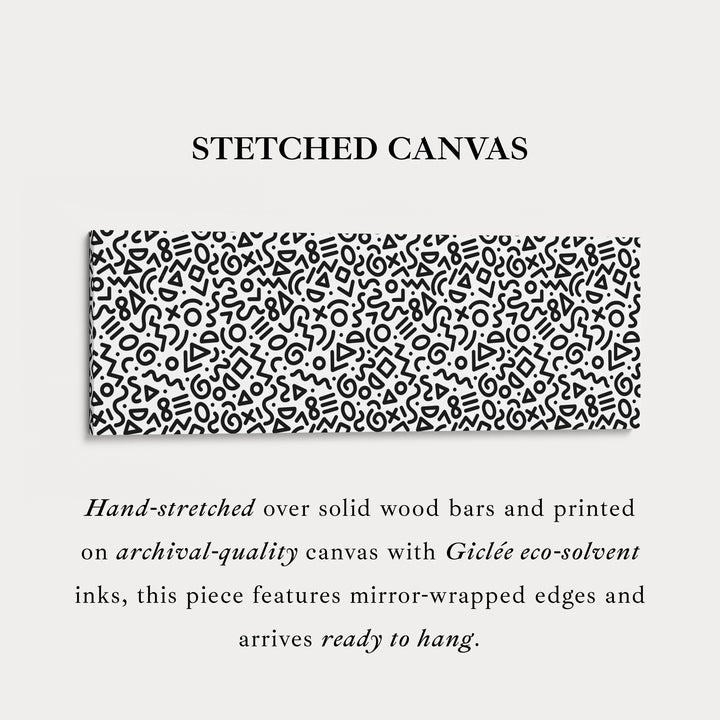 Geometric Pattern Wide Wall Art Black And White Modern Abstract