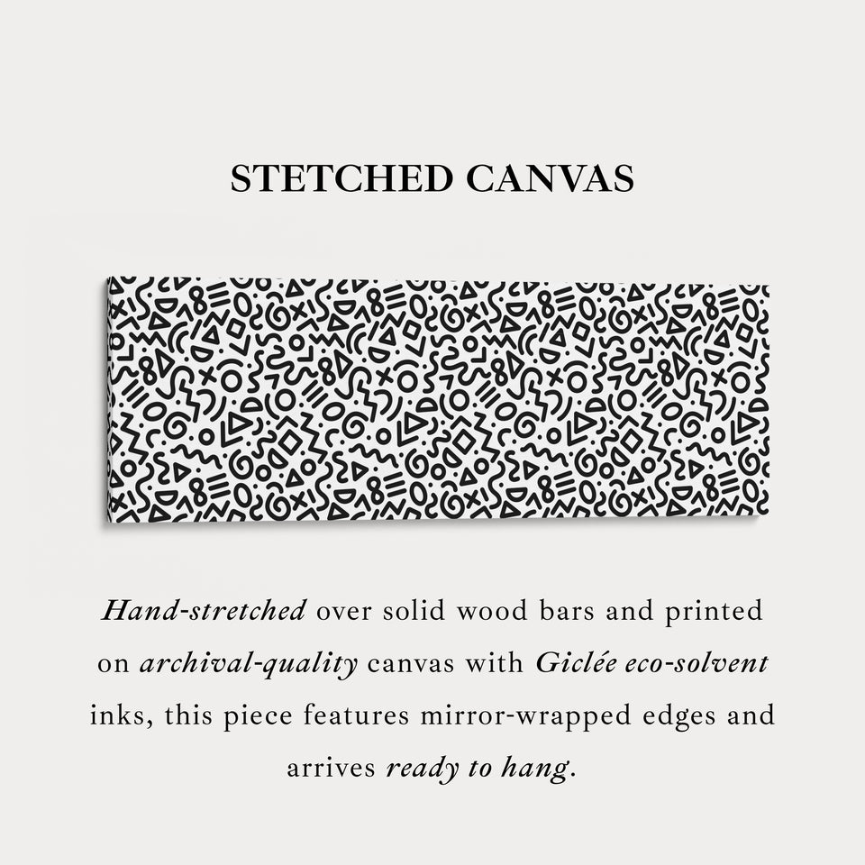 Geometric Pattern Wide Wall Art Black And White Modern Abstract