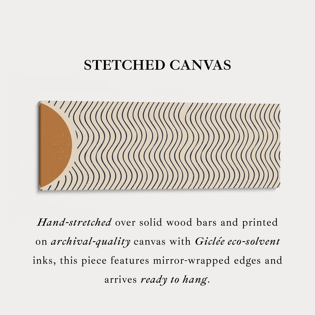 Panoramic Wall Art Warm Brown And Black Wavy Line Design For Living Room