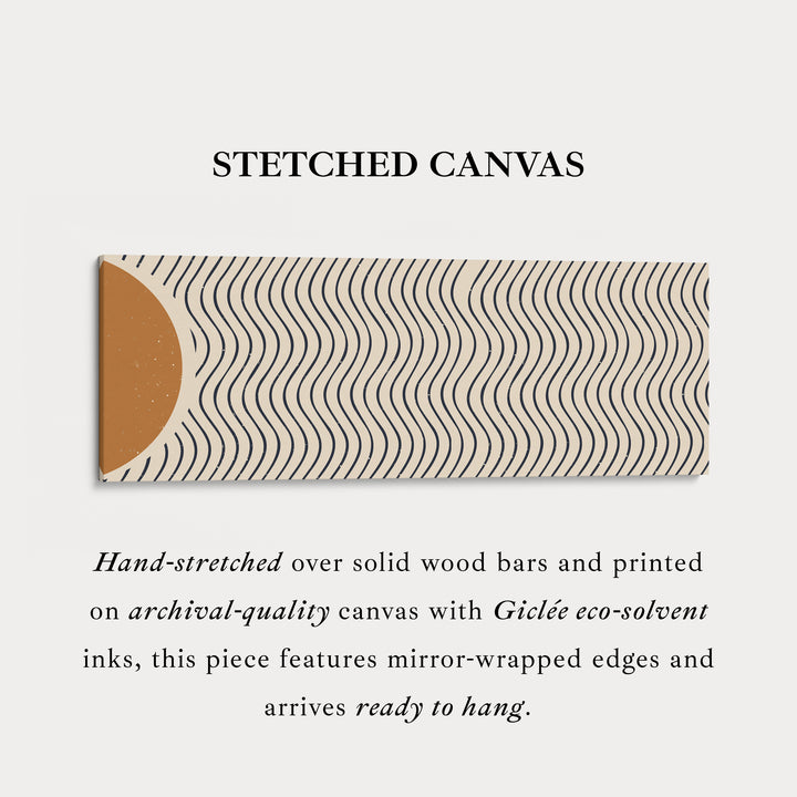 Panoramic Wall Art Warm Brown And Black Wavy Line Design For Living Room