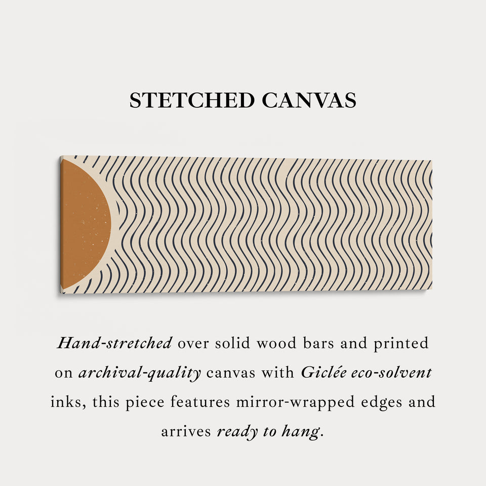 Panoramic Wall Art Warm Brown And Black Wavy Line Design For Living Room