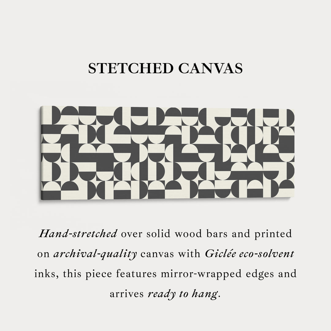 Horizontal Wall Art Black And White Geometric Pattern For Living Room Or Office