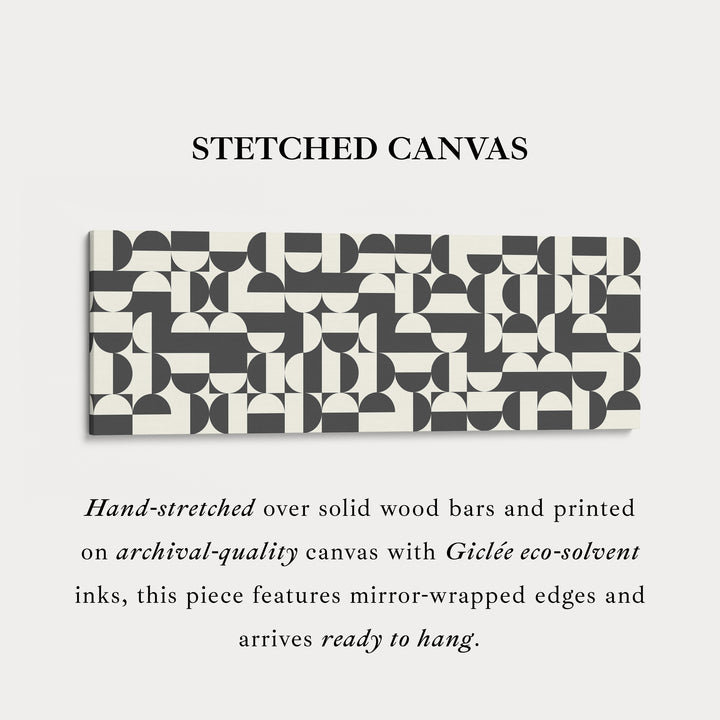 Horizontal Wall Art Black And White Geometric Pattern For Living Room Or Office