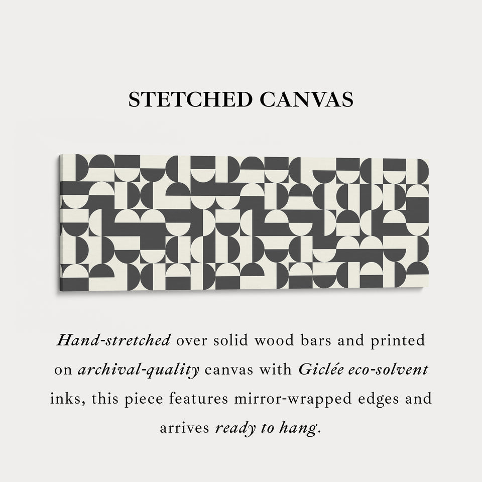 Horizontal Wall Art Black And White Geometric Pattern For Living Room Or Office