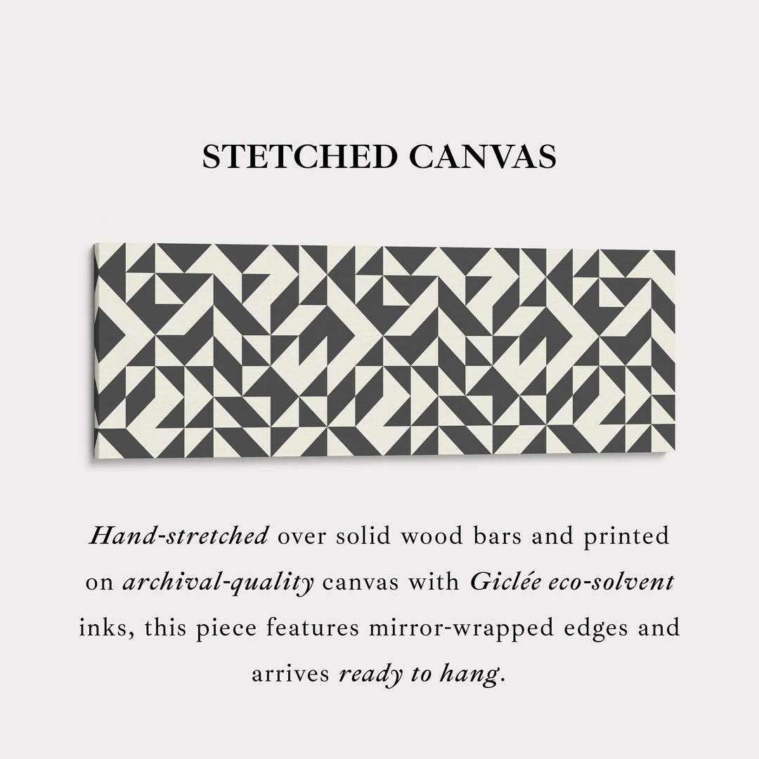 Horizontal Wall Art Black And White Angular Geometric Pattern For Modern Home