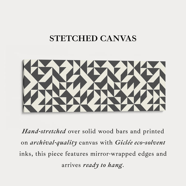 Horizontal Wall Art Black And White Angular Geometric Pattern For Modern Home