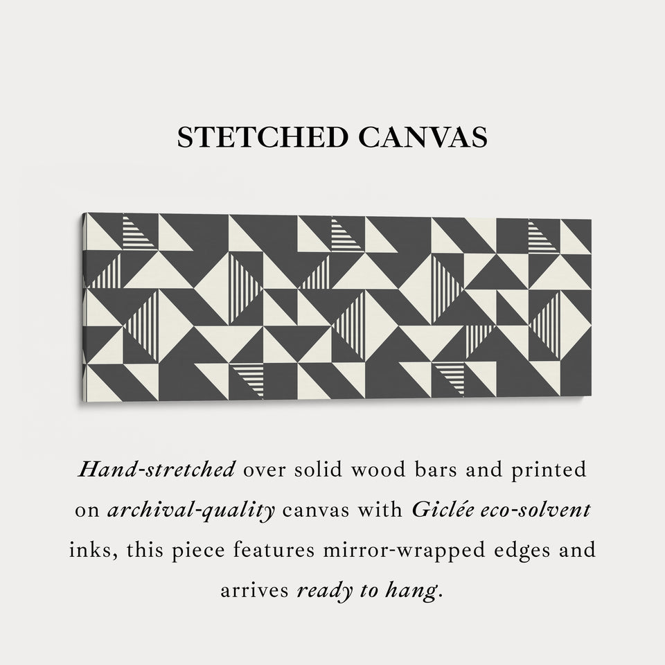 Long Narrow Canvas Black And White Triangular Pattern For Contemporary Spaces