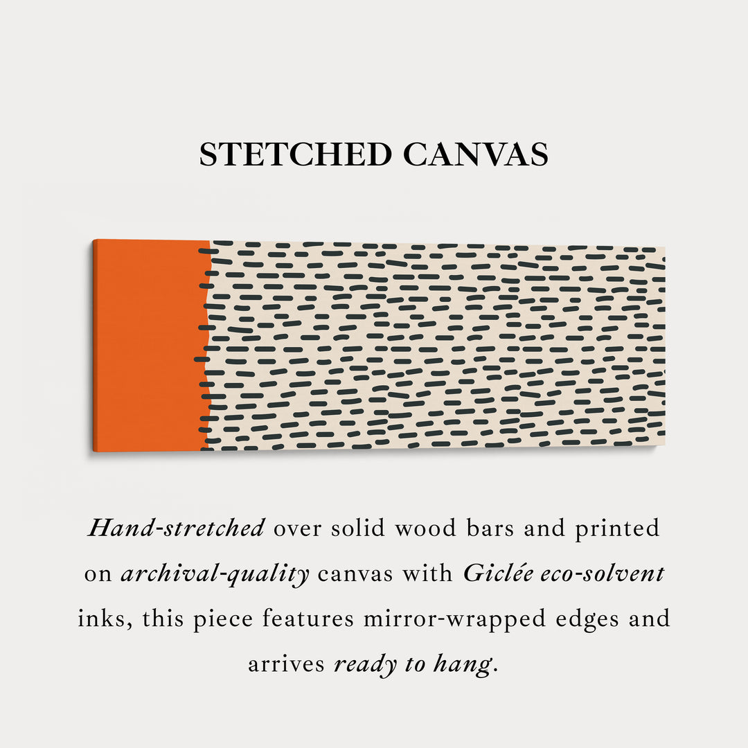 Horizontal Wall Art Orange And Black Dash Pattern For Modern Living Room