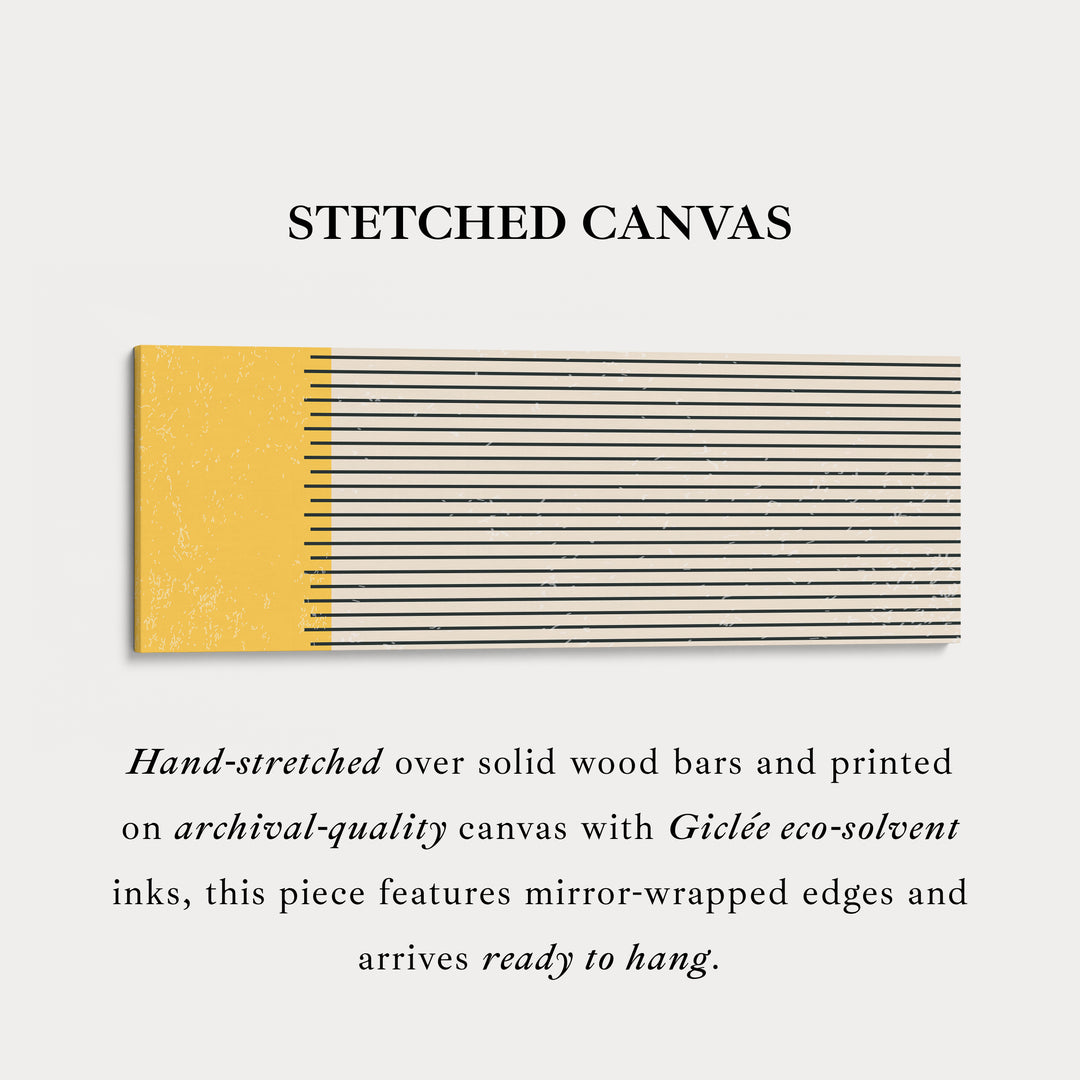 Horizontal Wall Art Yellow Beige Black Long Canvas For Kitchen Or Hallway