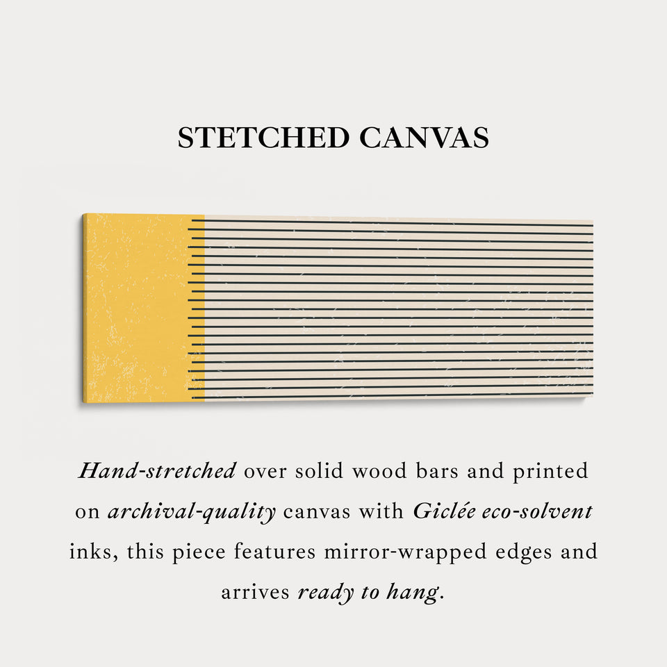 Horizontal Wall Art Yellow Beige Black Long Canvas For Kitchen Or Hallway