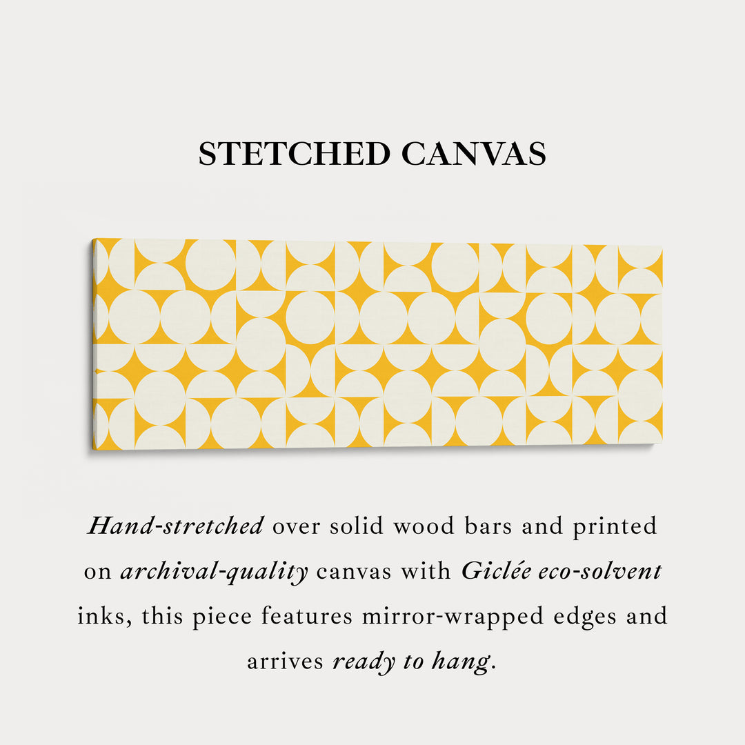 Wide Geometric Wall Art Yellow Beige Panoramic Long Canvas