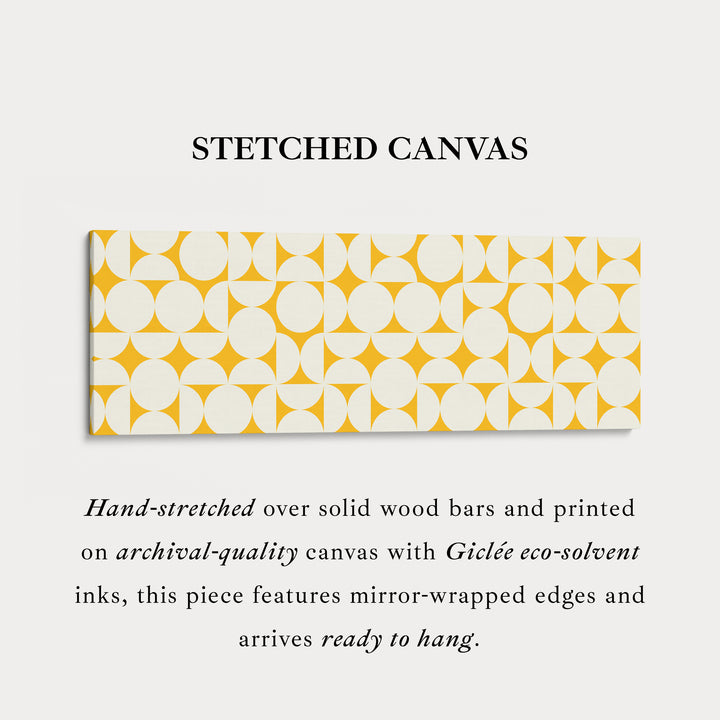 Wide Geometric Wall Art Yellow Beige Panoramic Long Canvas