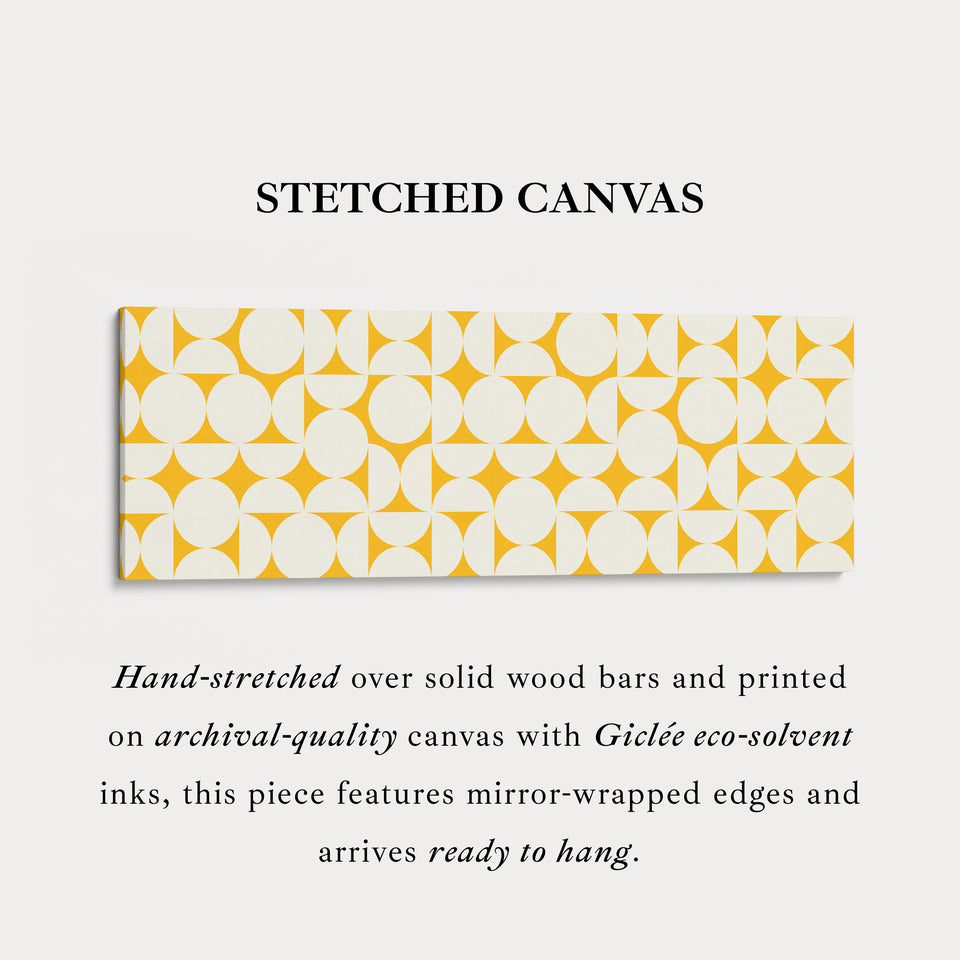 Wide Geometric Wall Art Yellow Beige Panoramic Long Canvas