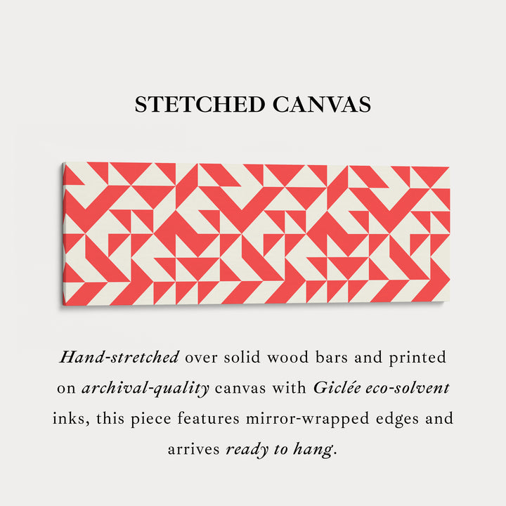 Horizontal Wall Art Red White Geometric Wide Canvas For Living Room