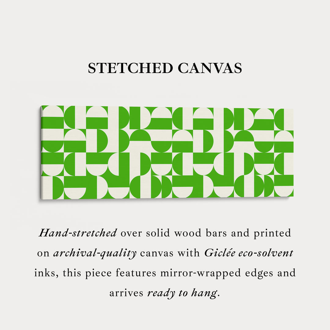 Long Narrow Canvas Green White Minimalist Geometric Wall Decor