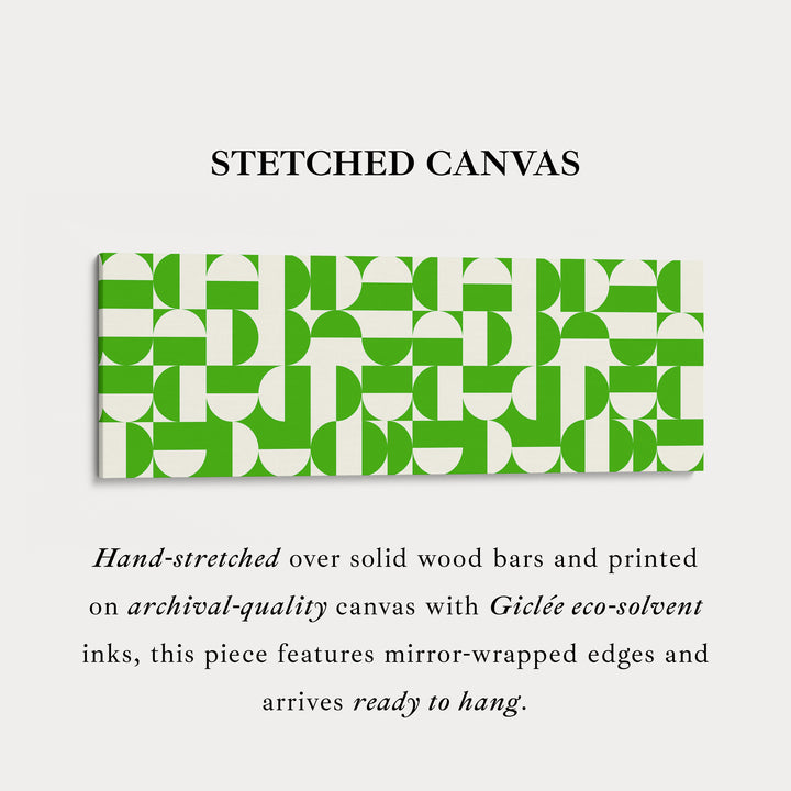 Long Narrow Canvas Green White Minimalist Geometric Wall Decor