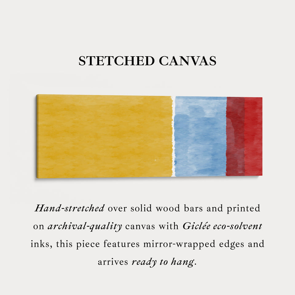 Wide Wall Art Yellow Blue Red Long Canvas For Bedroom Or Hallway