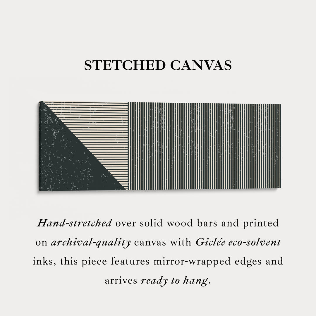 Wide Geometric Wall Art Beige Black Minimalist Long Canvas