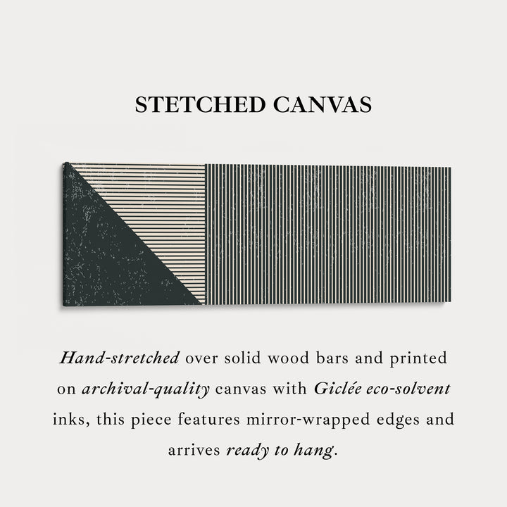 Wide Geometric Wall Art Beige Black Minimalist Long Canvas