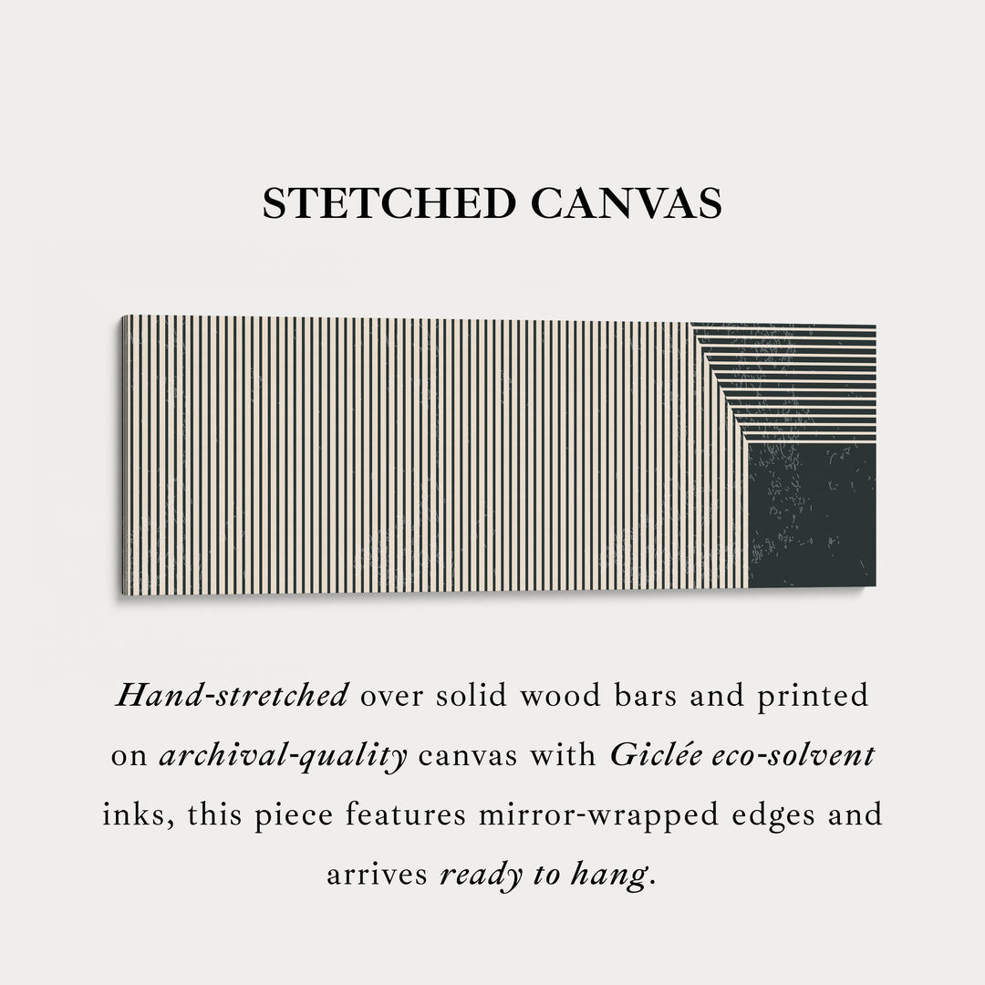 Long Canvas Beige Black Skinny Wall Art Minimalist Vertical Lines