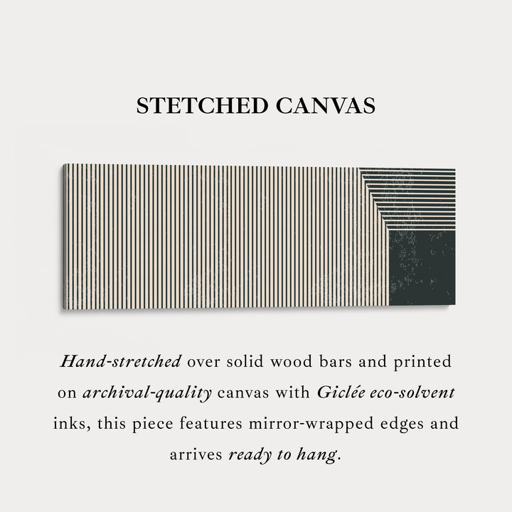 Long Canvas Beige Black Skinny Wall Art Minimalist Vertical Lines