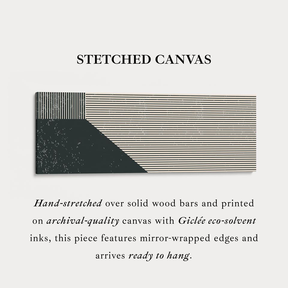 Panoramic Wall Art Beige Black Long Canvas For Modern Living Room