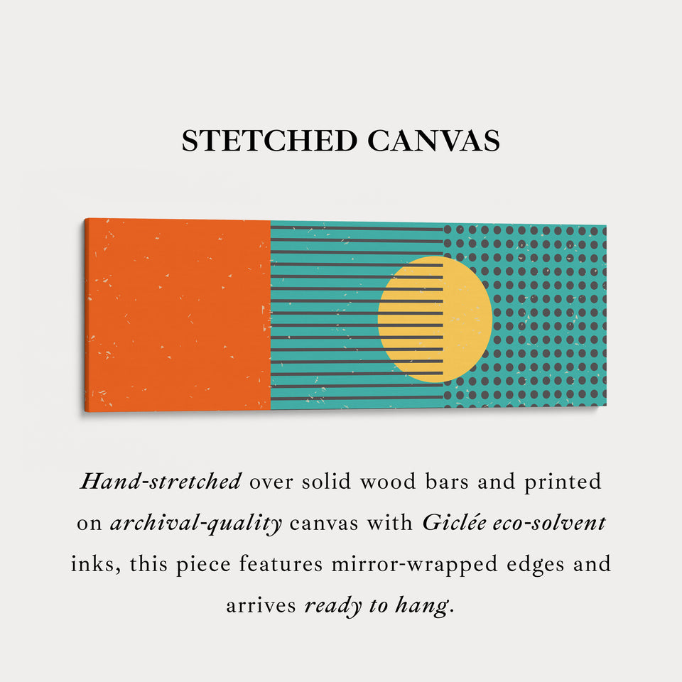 Horizontal Wall Art Orange Yellow Blue Long Canvas Modern Retro Style