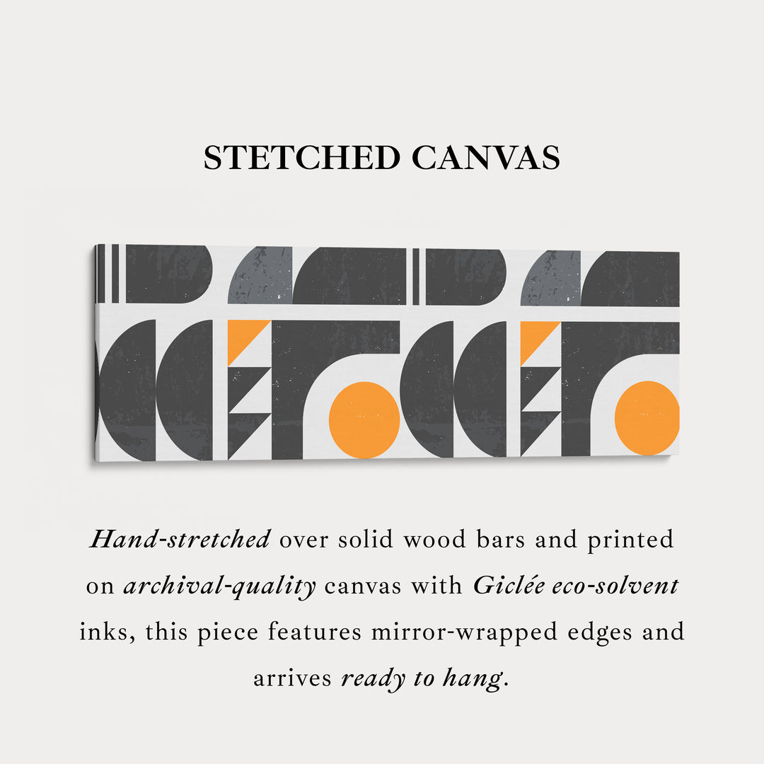 Long Framed Canvas Grey Orange Beige Panoramic Horizontal Wall Art