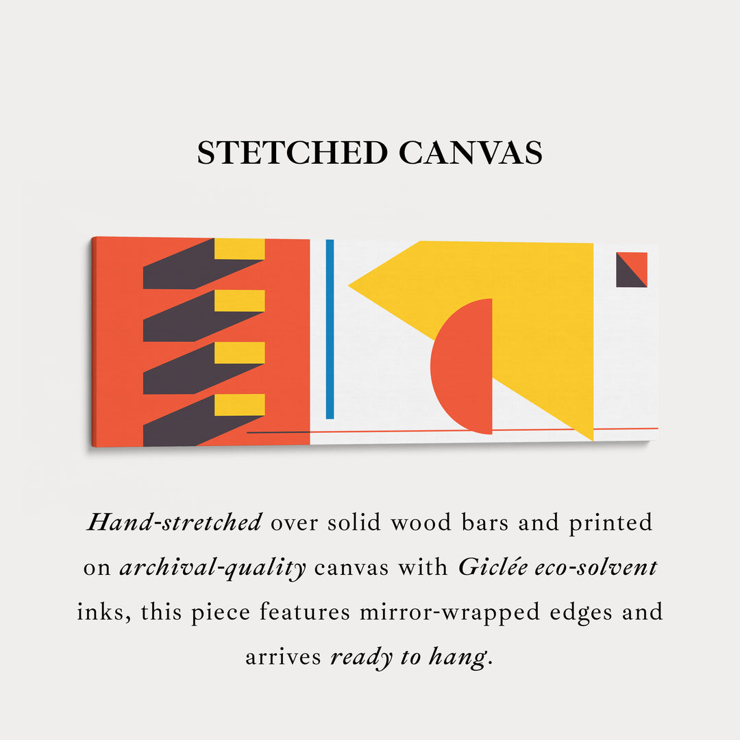 Horizontal Wall Art Yellow Orange Geometric Above Bed Art Living Room