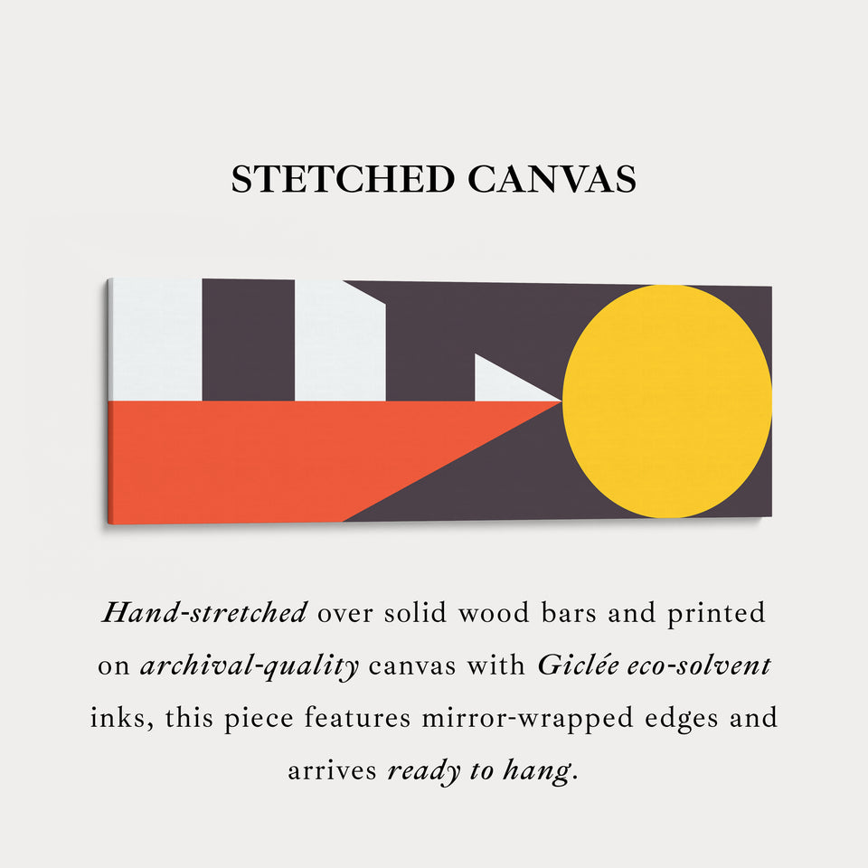 Wide Panoramic Wall Art Yellow Orange Geometric Long Canvas