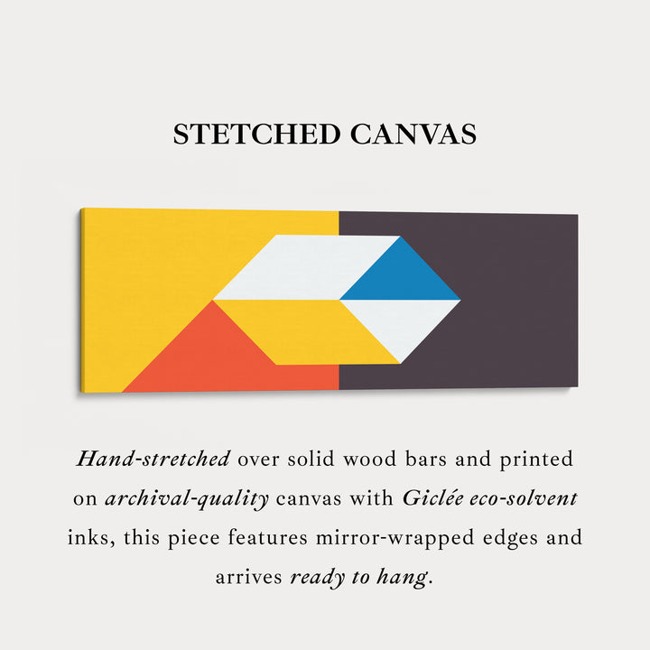 Horizontal Wall Art Geometric Blue Orange Pattern Long Canvas