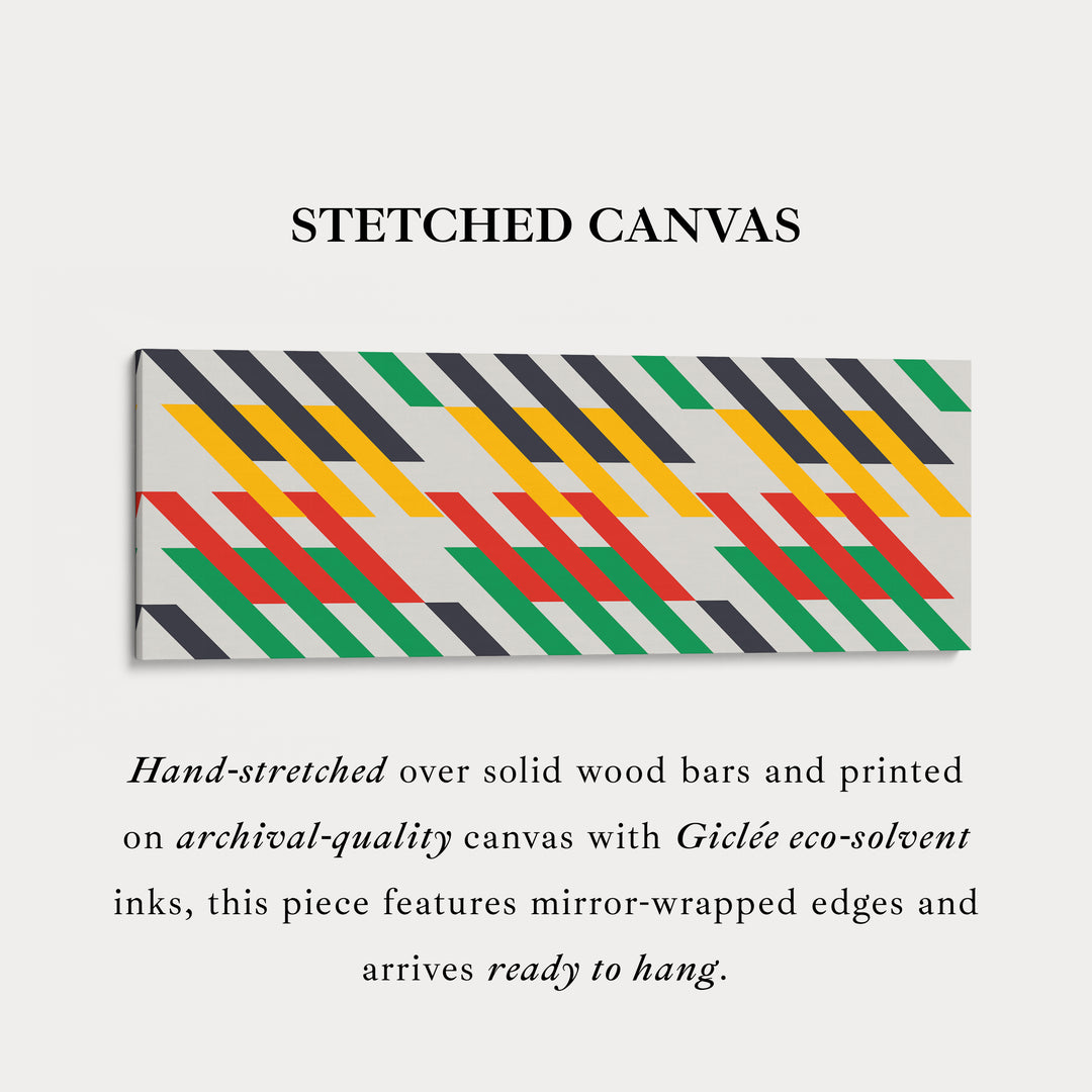Wide Panoramic Wall Art Yellow Red Green Geometric Long Canvas