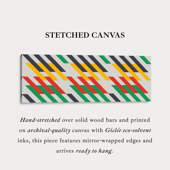 Wide Panoramic Wall Art Yellow Red Green Geometric Long Canvas