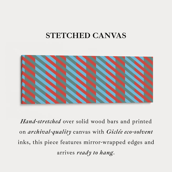 Horizontal Wall Art Blue Red Grey Modern Stripe Long Canvas