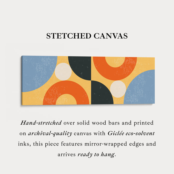 Wide Canvas Blue Orange Yellow Geometric Above Bed Wall Art