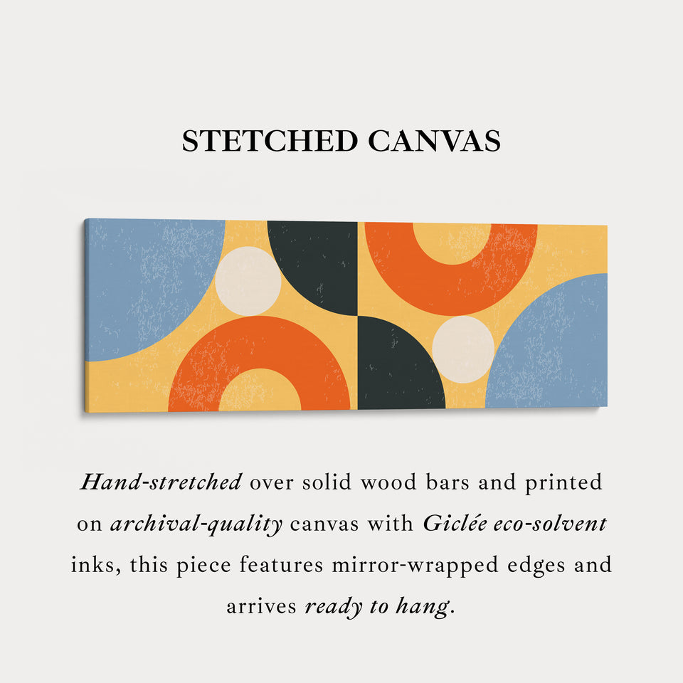 Wide Canvas Blue Orange Yellow Geometric Above Bed Wall Art