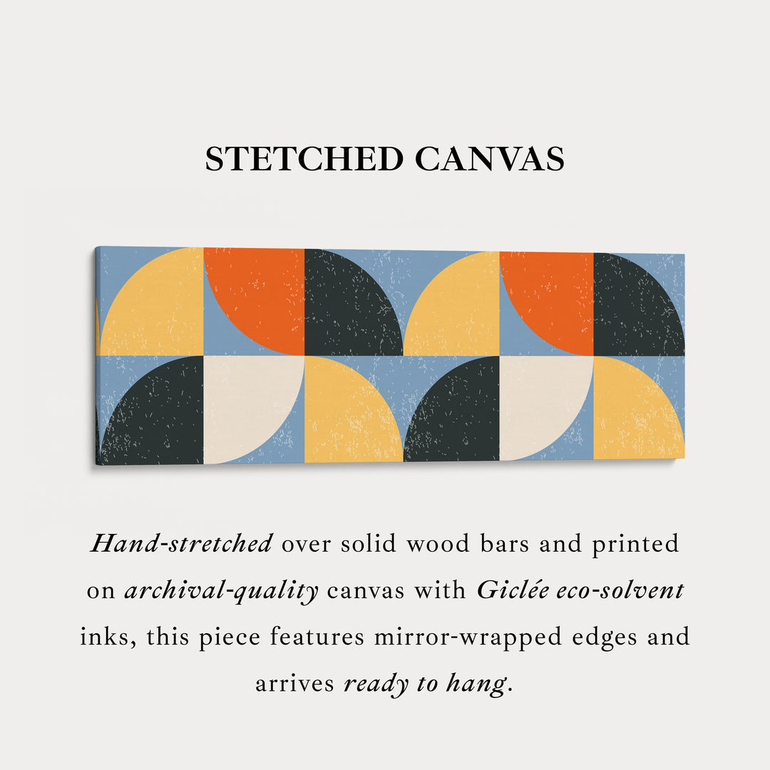 Panoramic Wall Art Blue Orange Yellow Modern Pattern Long Canvas