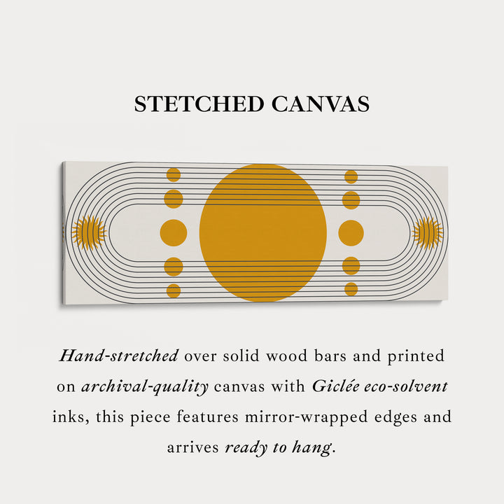 Long Canvas Yellow Orange Abstract Circle Line Art Horizontal