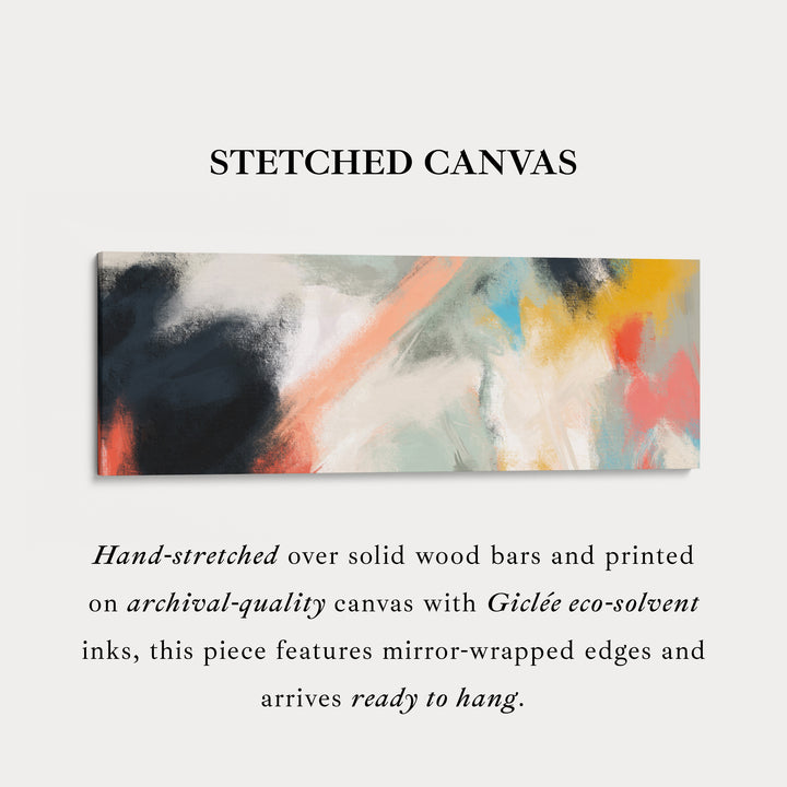 Horizontal Wall Art Abstract Orange Yellow Blue Long Canvas