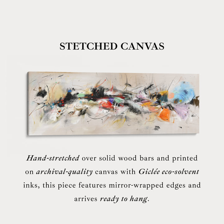 Panoramic Wall Art Abstract Beige Orange Blue Long Canvas