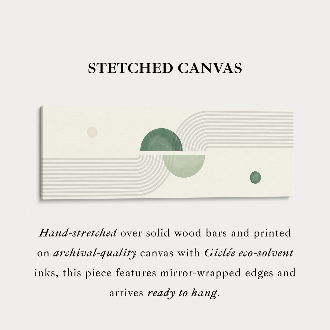 Horizontal Wall Art Two Tone Sage Green Geometric For Hallway Or Bedroom