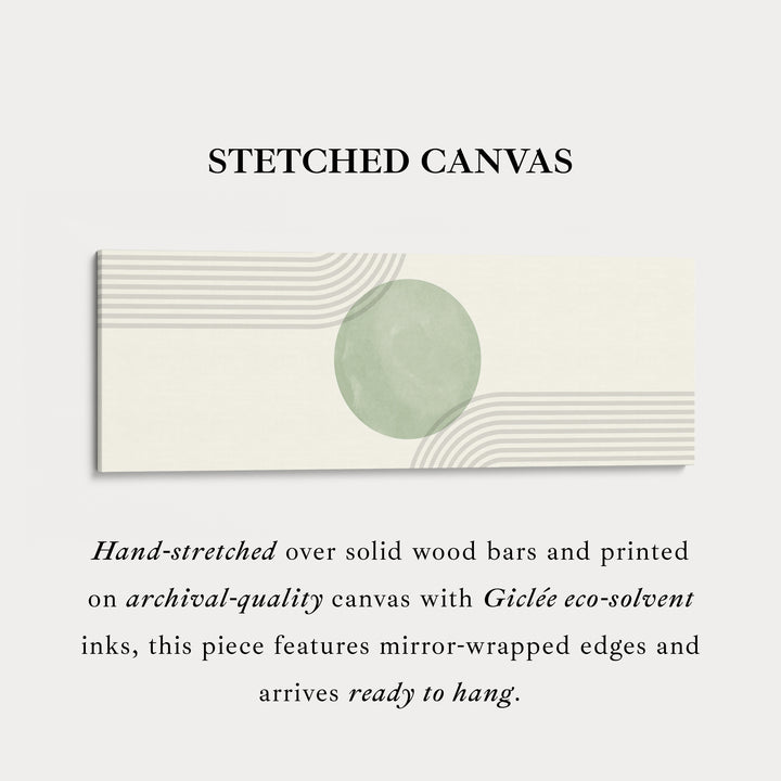 Long Narrow Canvas Minimalist Sage Green Circle For Modern Home