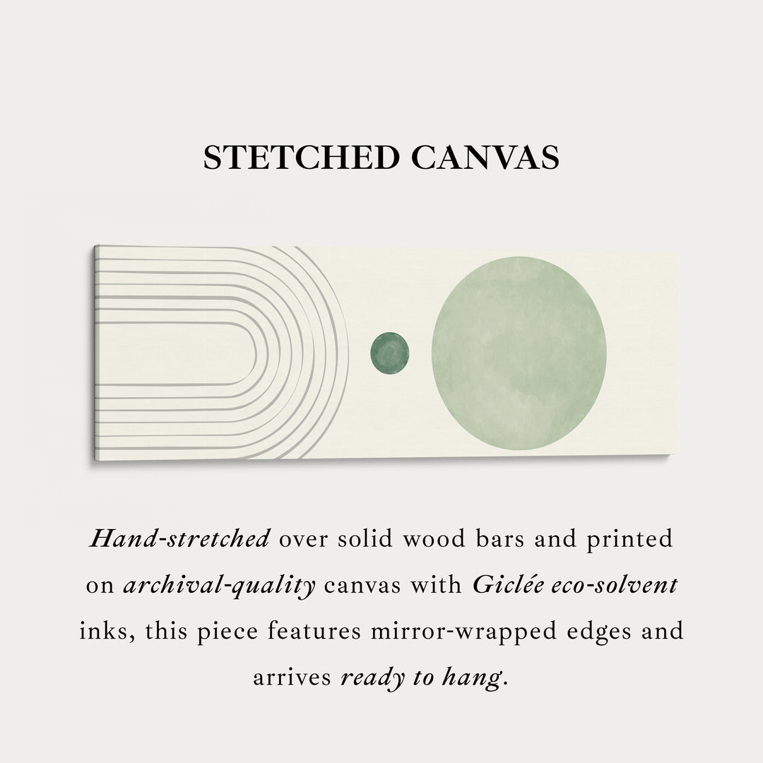 Wide Wall Art Minimalist Curves In Green And Beige For Hallway