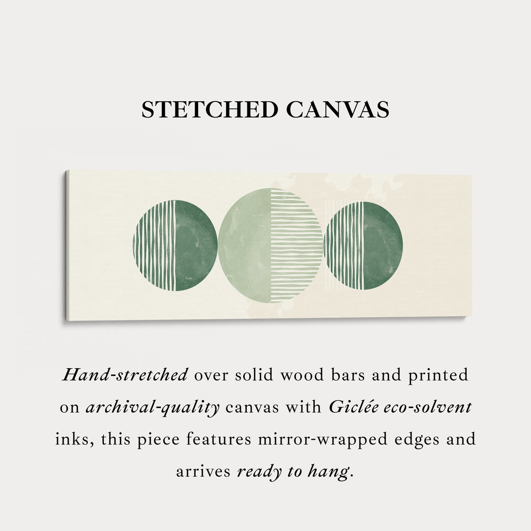 Wide Wall Art Layered Green Circles With Vertical Lines For Modern Homes