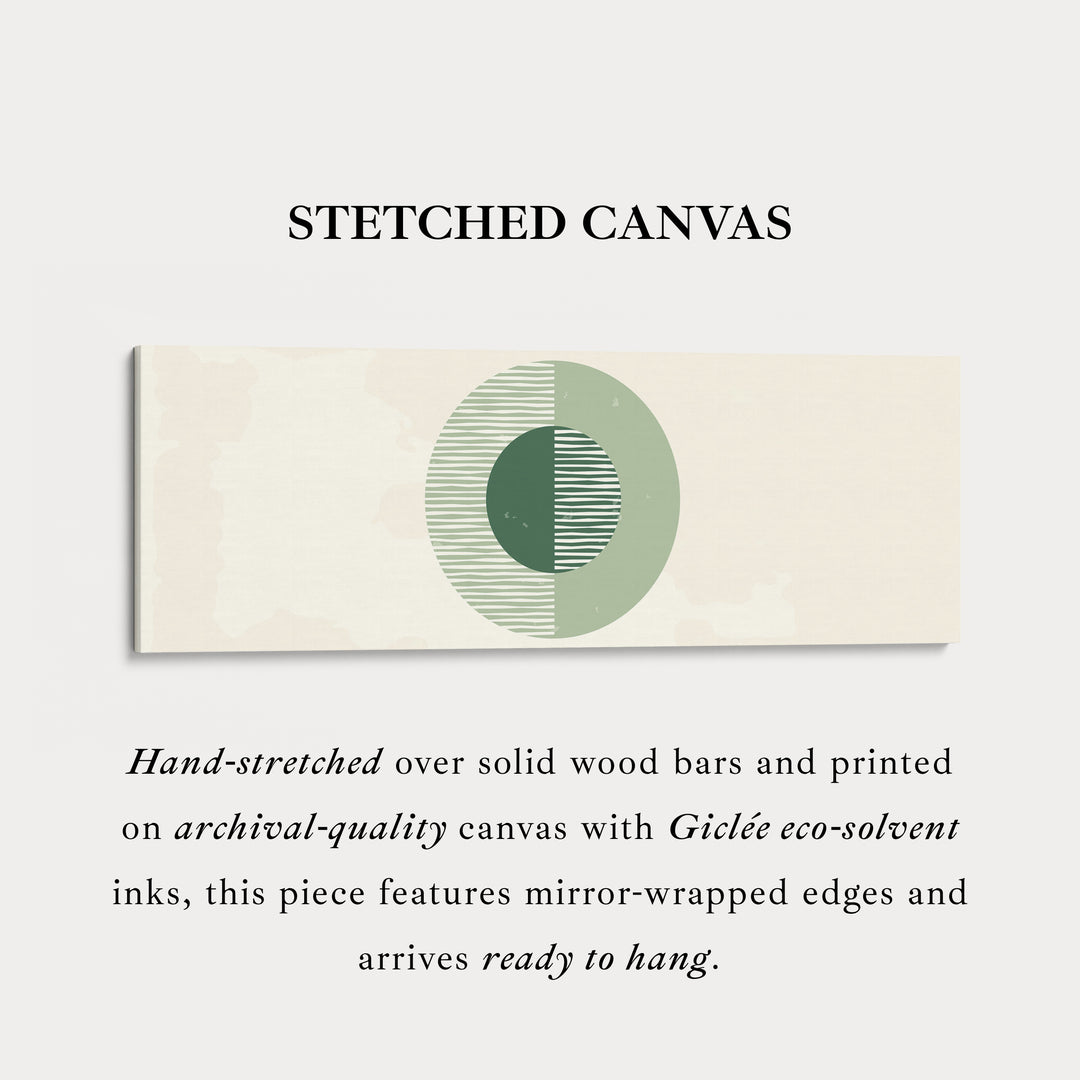 Horizontal Wall Art Three Green Circles With Soft Stripe Detailing