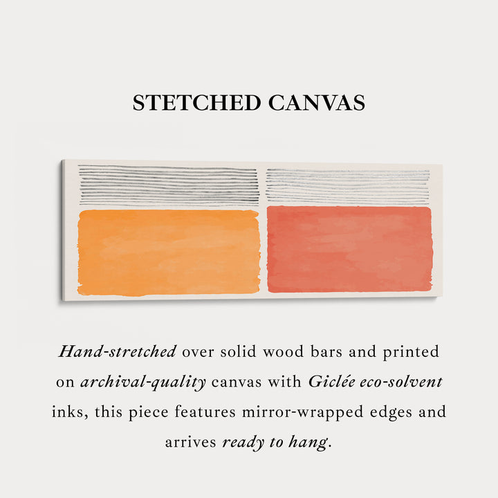 Wide Wall Art Orange And Beige Blocks With Grey Linework
