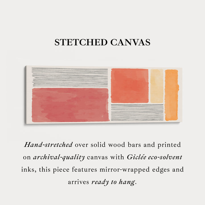 Panoramic Wall Art Warm Terracotta And Orange Blocks With Grey Lines