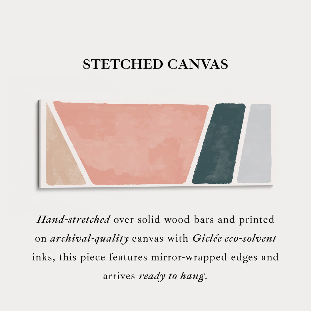 Wide Canvas Minimalist Shapes In Pink Beige And Deep Green